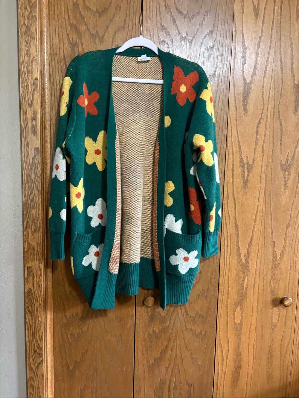 LuLaRoe Open-Front Floral Peyton Cardigan with Yellow, White, and Orange Flowers